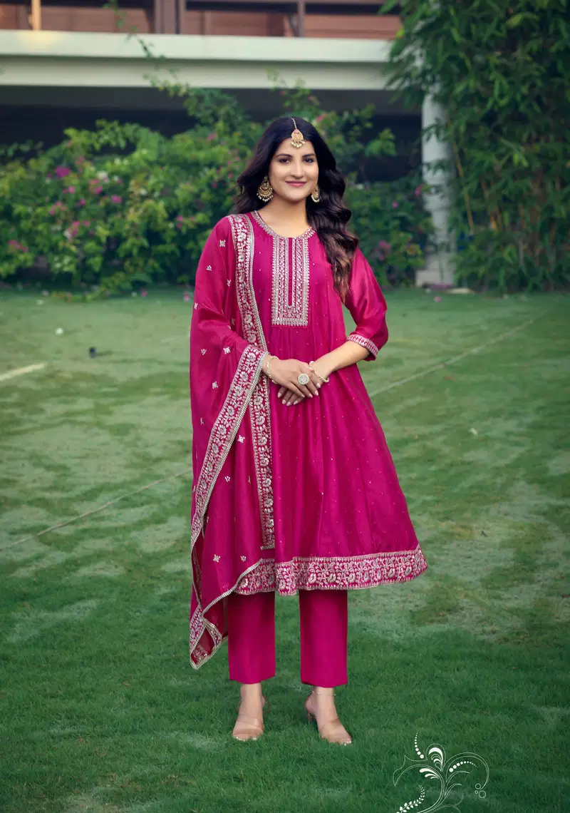 Shyara By Ossm Vichitra Silk Embroidery Kurti With Bottom Dupatta Orders In India